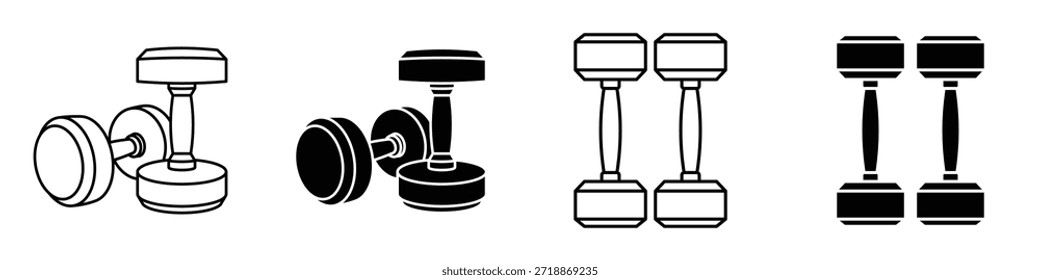 Dumbbell pair icon in linear and clipart style pack on white background.
