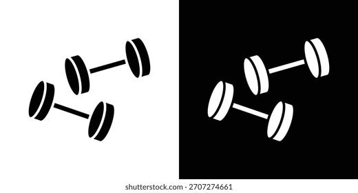 Icono de par de mancuernas en conjunto de silueta sólida. Ilustración vectorial.