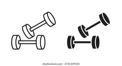 Dumbbell pair icons. Outline icons vector collection. flat illustrations