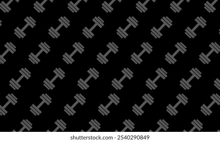 Dumbbell pattern isolated on black background. barbell pattern Background. flat illustration barbell pattern background