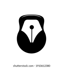 dumbbell pen nib vector logo icon illustration design