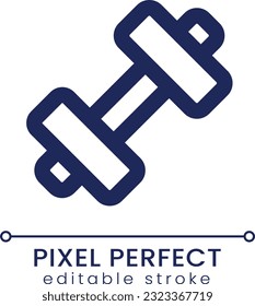 Dumbbell pixel perfect linear ui icon. Sports inventory. Muscular development. GUI, UX design. Outline isolated user interface element for app and web. Editable stroke. Poppins font used