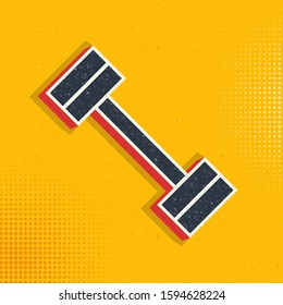 Dumbbell pop art, retro icon. Vector illustration of pop art style