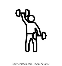 Dumbbell press exercise icon, Line Vector graphics