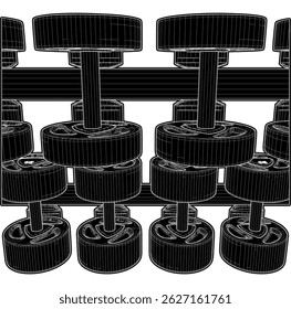 Vetor Horizontal Do Rack De Dumbbell 03. Ilustração De Sinos De Barriga Isolados Sobre Fundo Branco.