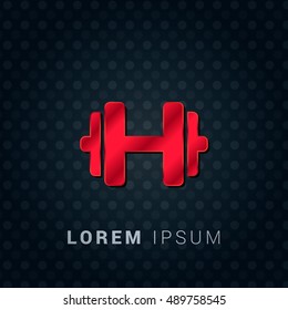 Dumbbell Red chromium precious metallic 3D Icon / Logo Design