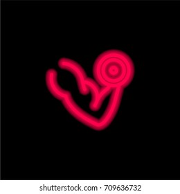 Dumbbell red glowing neon ui ux icon. Glowing sign logo vector
