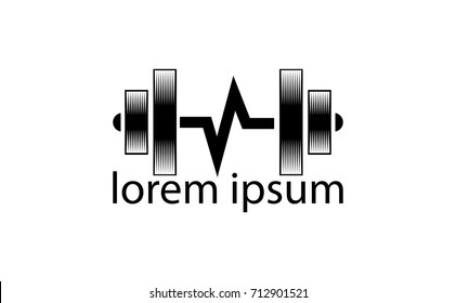 Dumbbell representing visual identity for sports and fitness
