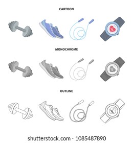 Dumbbell, rope and other equipment for training.Gym and workout set collection icons in cartoon,outline,monochrome style vector symbol stock illustration web.