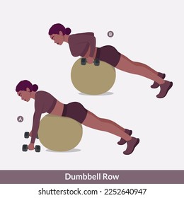 Dumbbell Row exercise, Woman workout fitness, aerobic and exercises.