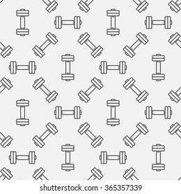 Dumbbell seamless pattern - vector athletic or fitness background made with thin line dumbbells
