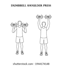 Dumbbell Shoulder Press Workout Exercise Vector Stock Vector (Royalty ...