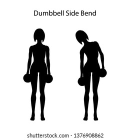 Dumbbell side bend exercise silhouette