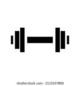 Dumbbell silhouette icon. Muscle training. Vector.