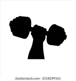 Ilustración vectorial de silueta de mancuerna sobre fondo blanco