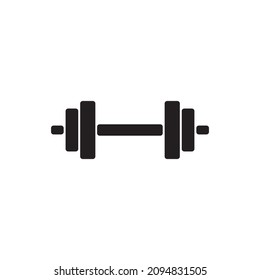 Dumbbell simple black vector icon.