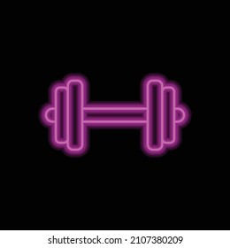 Dumbbell simple icon vector. Flat desing. Purple neon on black background.ai