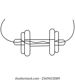 Dumbbell single line art, continuous one line drawing of Isolated outline vector icon