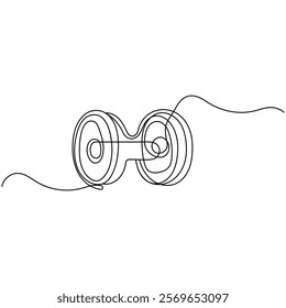 Dumbbell single line art, continuous one line drawing of Isolated outline vector icon