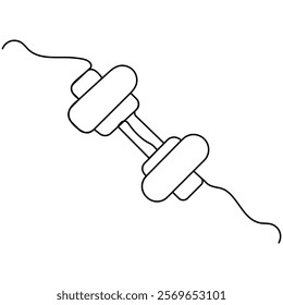 Dumbbell single line art, continuous one line drawing of Isolated outline vector icon