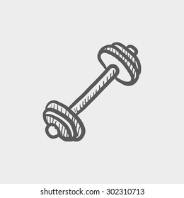 Dumbbell sketch icon for web and mobile. Hand drawn vector dark gray icon on light gray background.