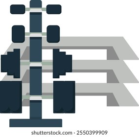 Dumbbell Stand And Step Platforms Equipment Vector Illustration