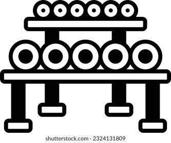 dumbbell storage stand concept, weight-training gear set vector icon design, Fitness and Wellness symbol, Workout and Weightlifting sign, Personal training equipment stock illustration