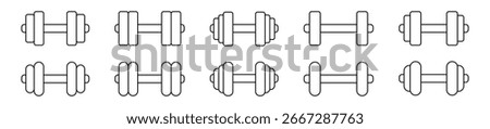 Dumbbell thin line icon. Dumbbell line icons set.