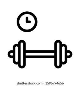 dumbbell time vector thin line icon 