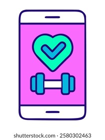 Dumbbell training mobile app icon isolated vector