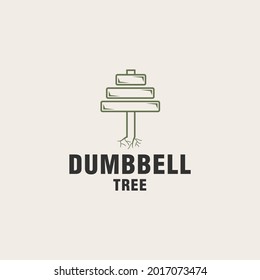 Dumbbell tree logo template on monogram style