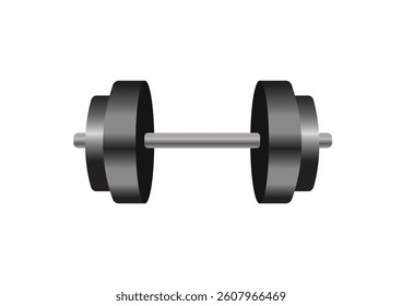 Dumbbell with two weight plates per side in 3D style. Great for fitness apps, strength icons, or gym illustrations