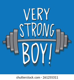 Dumbbell typography, t-shirt graphics, vectors, slogan : strong boy 