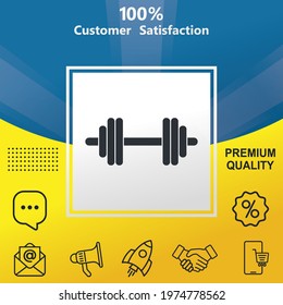 Dumbbell  vector glyph color icon. With yellow and blue background option