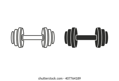Dumbbell   vector icon. Black  illustration isolated on white  background for graphic and web design.