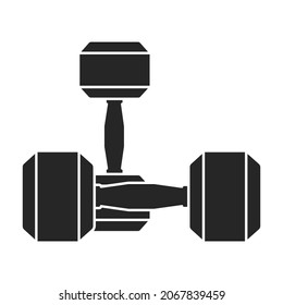 Dumbbell vector icon. Black vector icon isolated on white background dumbbell.