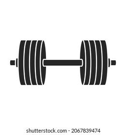 Dumbbell vector icon. Black vector icon isolated on white background dumbbell.