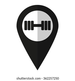 Dumbbell - vector icon;  black map pointer