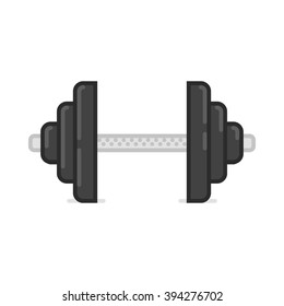 Dumbbell vector icon. Bodybuilding and weightlifting sport gym equipment. Flat illustration. 