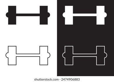 Icono de Vector de mancuernas aislado sobre fondo blanco y negro. Vector de mancuernas para gráfico y Diseño web. Ilustración vectorial.