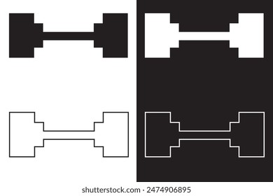 Icono de Vector de mancuernas aislado sobre fondo blanco y negro. Vector de mancuernas para gráfico y Diseño web. Ilustración vectorial.