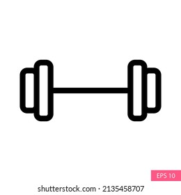Dumbbell vector icon in line style design for website design, app, UI, isolated on white background. Editable stroke. EPS 10 vector illustration.