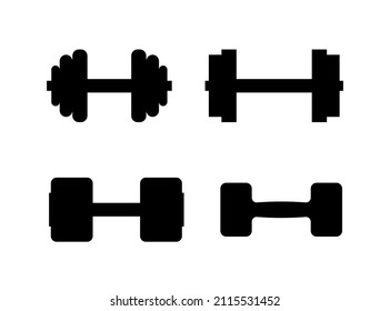 Símbolo del logotipo del icono del vector del dumbbell, silueta gimnasio de forma atlética pesada. Icono web gimnasio dumbbell simple símbolo