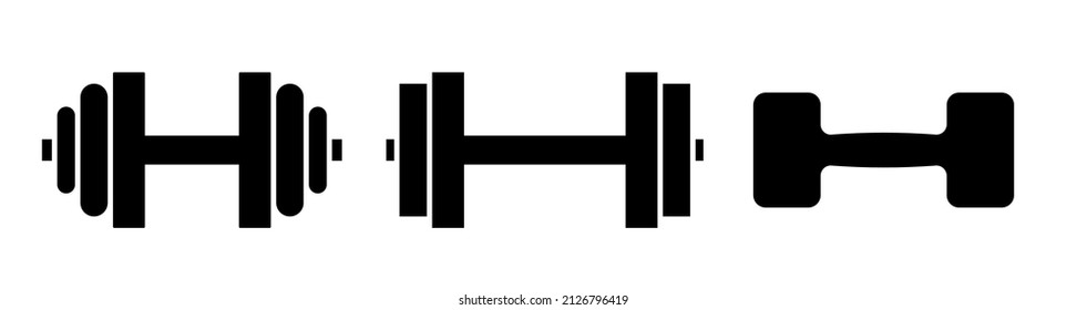 Dumbbell vector icon logo silhouette gym heavy athletic shape. Web icon gym dumbbell simple symbol