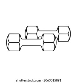 Dumbbell vector icon. Outline vector icon isolated on white background dumbbell.