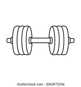 Dumbbell vector icon. Outline vector icon isolated on white background dumbbell.