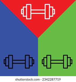 Icono del vector de timbre, estilo de contorno, aislado en fondo rojo, azul y verde.