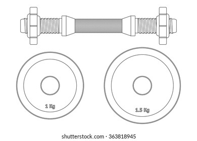 Dumbbell. Vector illustration isolated on white background