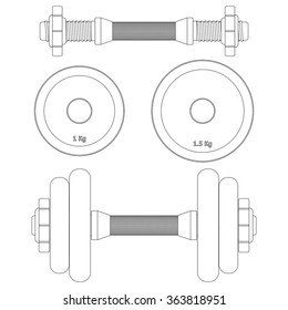 Dumbbell. Vector illustration isolated on white background