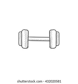 Dumbbell vector sketch icon isolated on background. Hand drawn Dumbbell icon. Dumbbell sketch icon for infographic, website or app.